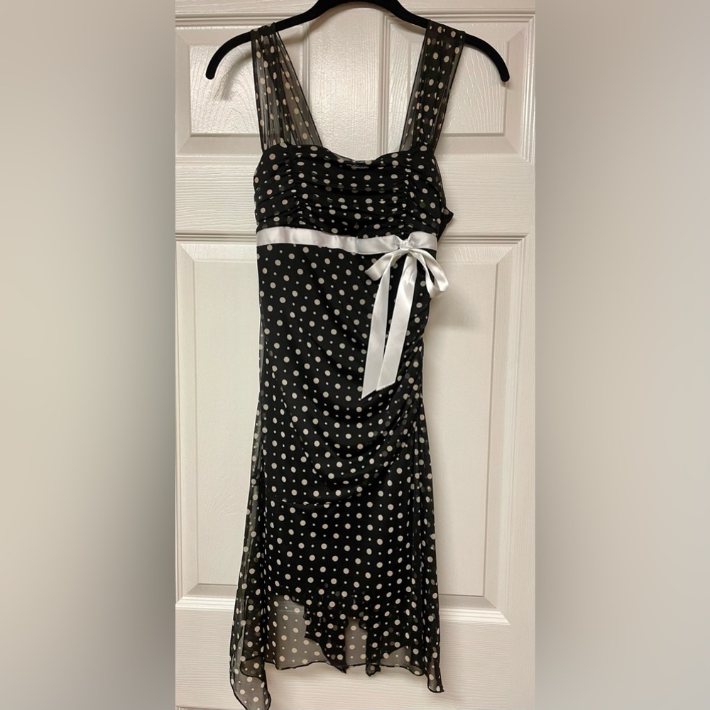 XOXO Black and White Polka Dot Mini Dress